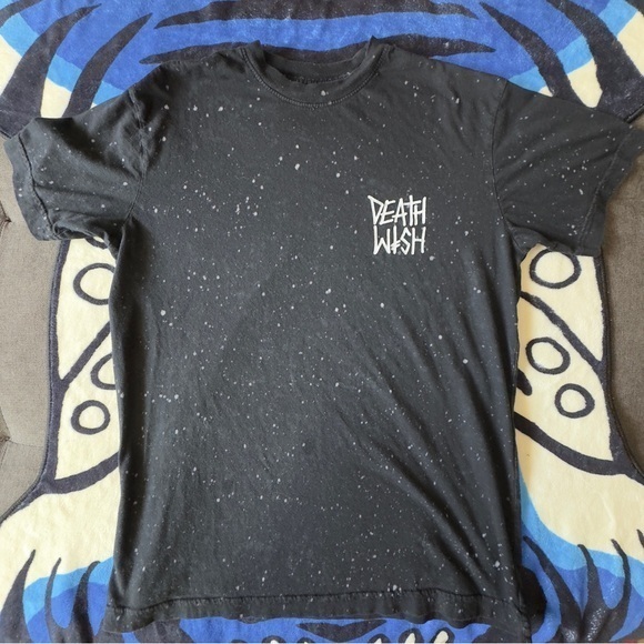 Death Wish Skate Boards Black & Speckled Tee Size S